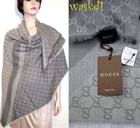 gucci scarf wool gray dove|gucci wool scarf women's.